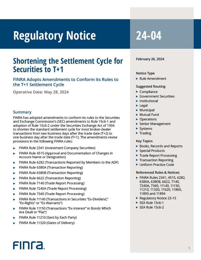 FINRA Regulatory Notice 24-04