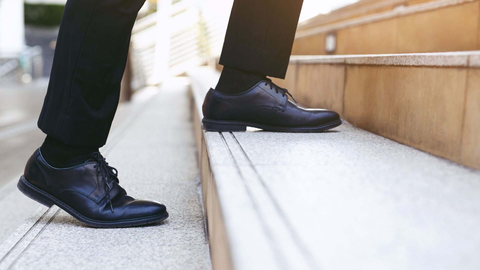 Broker Dealer Walking Up The Stairs